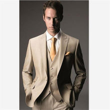 Load image into Gallery viewer, Custom Slim Light Gray Black Dress Men Suit Wedding Hot Sale Groom Tuxedo erno Masculino Best Man Men&#39;s Suits 3-piece (Jacket+Pa
