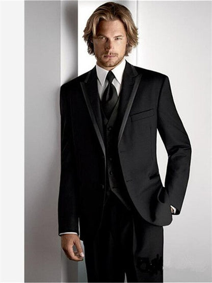 Custom Slim Light Gray Black Dress Men Suit Wedding Hot Sale Groom Tuxedo erno Masculino Best Man Men's Suits 3-piece (Jacket+Pa