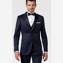 Load image into Gallery viewer, Custom Slim Light Gray Black Dress Men Suit Wedding Hot Sale Groom Tuxedo erno Masculino Best Man Men&#39;s Suits 3-piece (Jacket+Pa
