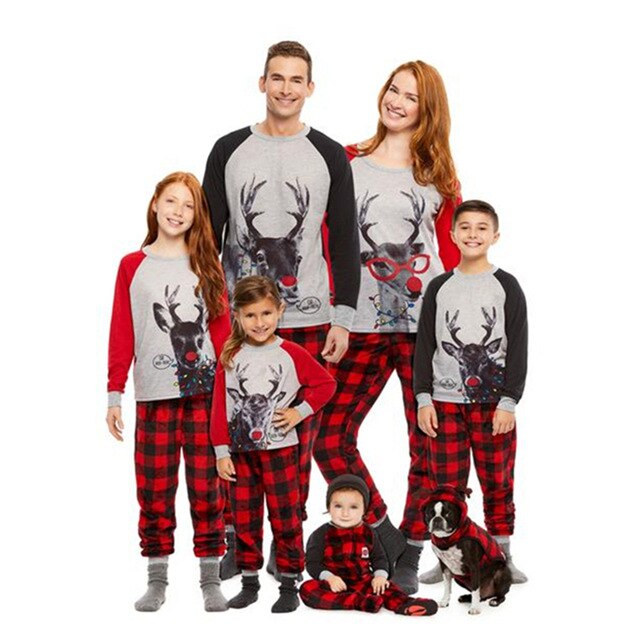New Year Family Clothing Christmas Pajamas Matching Outfit Clothing Sets Family Pyjamas Girls' Merry Christmas Family Pajamas