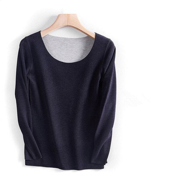 Woman undershirt autumn warm underwear top thermal clothing o neck long sleeve women's soft skin warm winter bottoming shirt