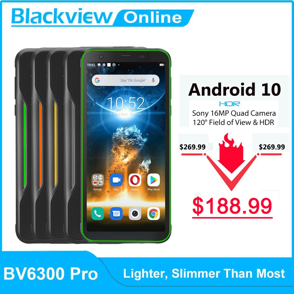 Blackview BV6300 Pro Helio P70 6GB+128GB IP68 Waterproof Rugged Smartphone 4380mAh Android 10 NFC 4G Mobile Phone Global Version