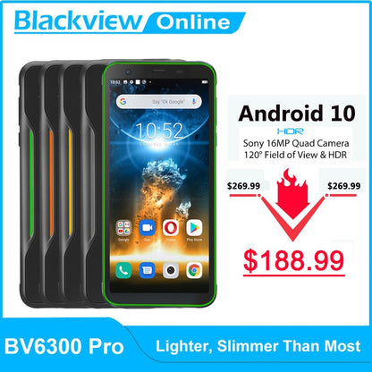 Blackview BV6300 Pro Helio P70 6GB+128GB IP68 Waterproof Rugged Smartphone 4380mAh Android 10 NFC 4G Mobile Phone Global Version