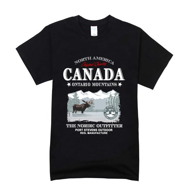 new printed t-shirt  moose canada  short-sleeved fashion Loose Top mens customization