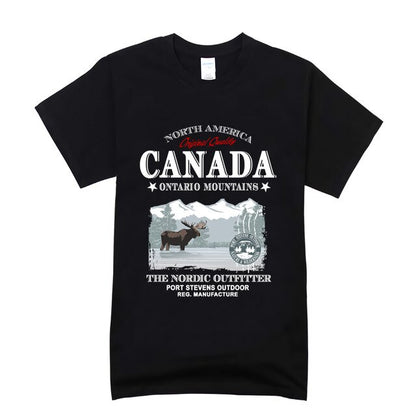 new printed t-shirt  moose canada  short-sleeved fashion Loose Top mens customization