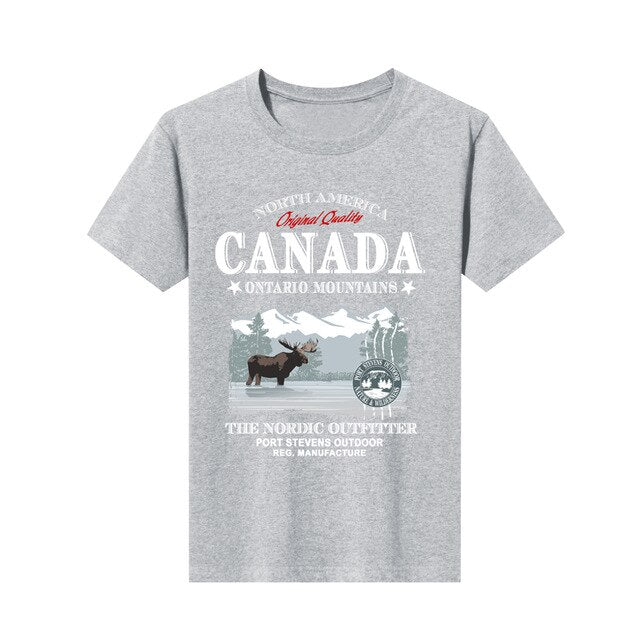 new printed t-shirt  moose canada  short-sleeved fashion Loose Top mens customization