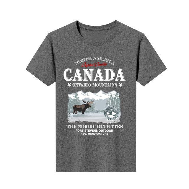 new printed t-shirt  moose canada  short-sleeved fashion Loose Top mens customization
