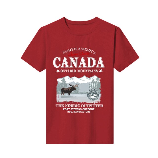 new printed t-shirt  moose canada  short-sleeved fashion Loose Top mens customization