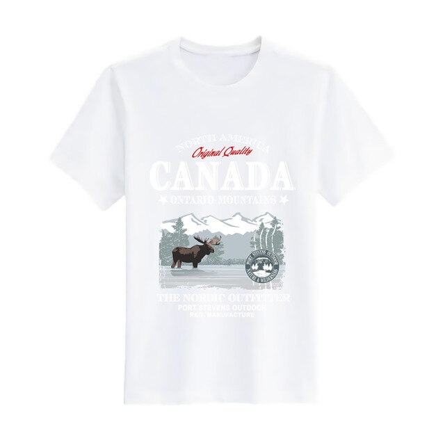 new printed t-shirt  moose canada  short-sleeved fashion Loose Top mens customization