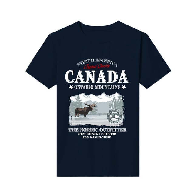 new printed t-shirt  moose canada  short-sleeved fashion Loose Top mens customization