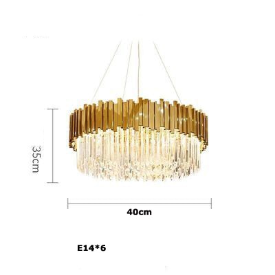 LED Postmodern Round Golden Stainless Steel Crystal Chandelier Lighting Lustre Suspension Luminaire Lampen For Dinning Room