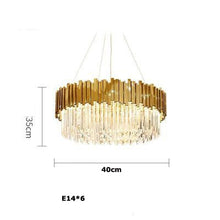 將圖片載入圖庫檢視器 LED Postmodern Round Golden Stainless Steel Crystal Chandelier Lighting Lustre Suspension Luminaire Lampen For Dinning Room
