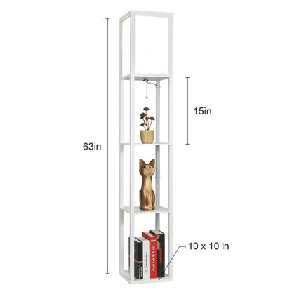 Ganeed LED Shelf Floor Lamp Wooden Decor Standing Lighting Bedside Night Soft Light for Bedroom Living Study Reading Room Home