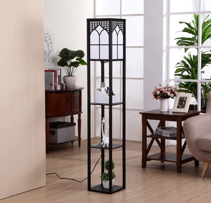 Ganeed LED Shelf Floor Lamp Wooden Decor Standing Lighting Bedside Night Soft Light for Bedroom Living Study Reading Room Home