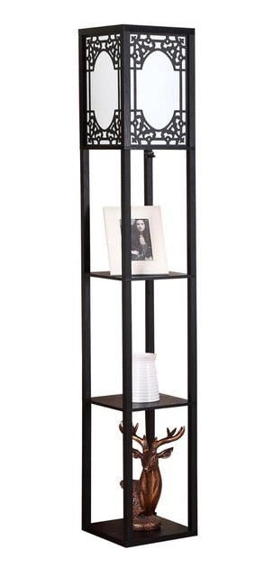 Ganeed LED Shelf Floor Lamp Wooden Decor Standing Lighting Bedside Night Soft Light for Bedroom Living Study Reading Room Home