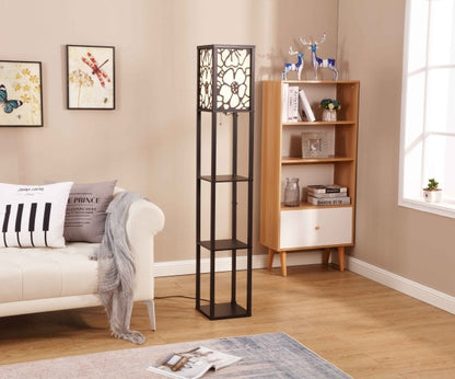 Ganeed LED Shelf Floor Lamp Wooden Decor Standing Lighting Bedside Night Soft Light for Bedroom Living Study Reading Room Home