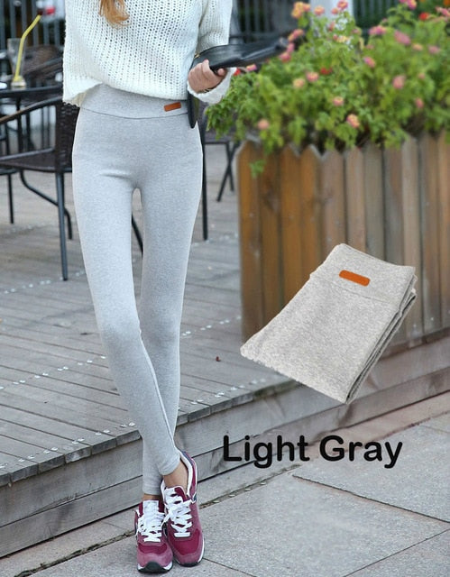 Womens Casual Thicken Nine Pants