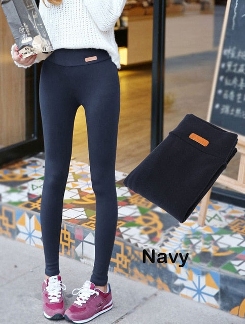 Womens Casual Thicken Nine Pants