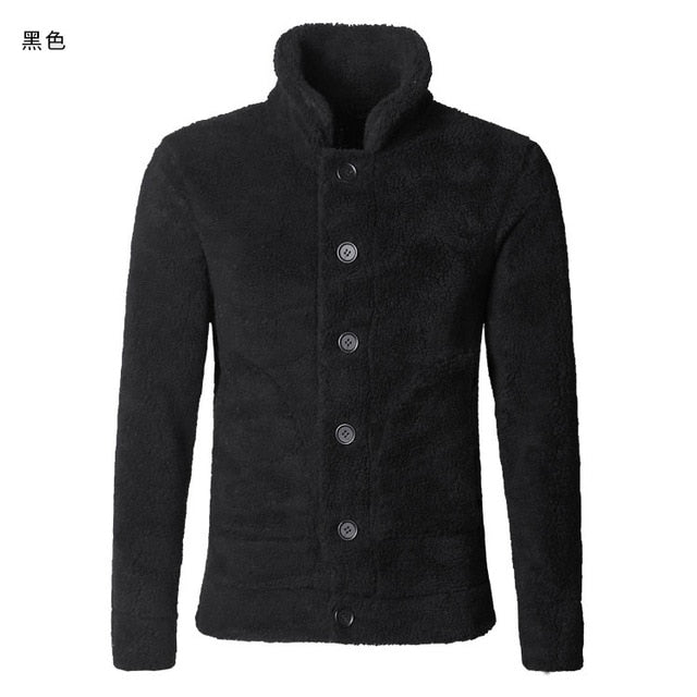 Winter furry jacket men warm plush collar slim casual solid knitwear Mens fur padded new design woolen knitted cardigan F7135