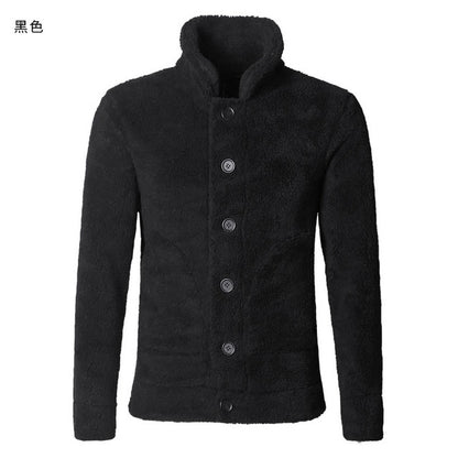 Winter furry jacket men warm plush collar slim casual solid knitwear Mens fur padded new design woolen knitted cardigan F7135