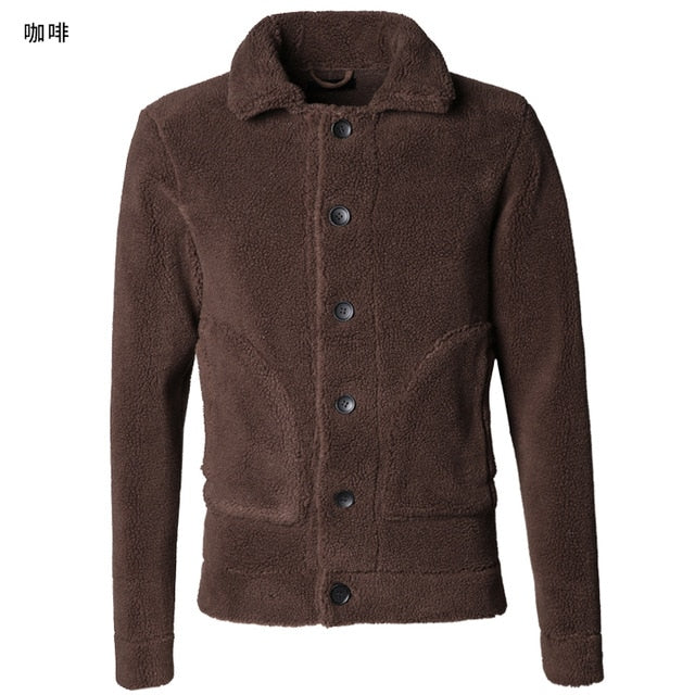 Winter furry jacket men warm plush collar slim casual solid knitwear Mens fur padded new design woolen knitted cardigan F7135