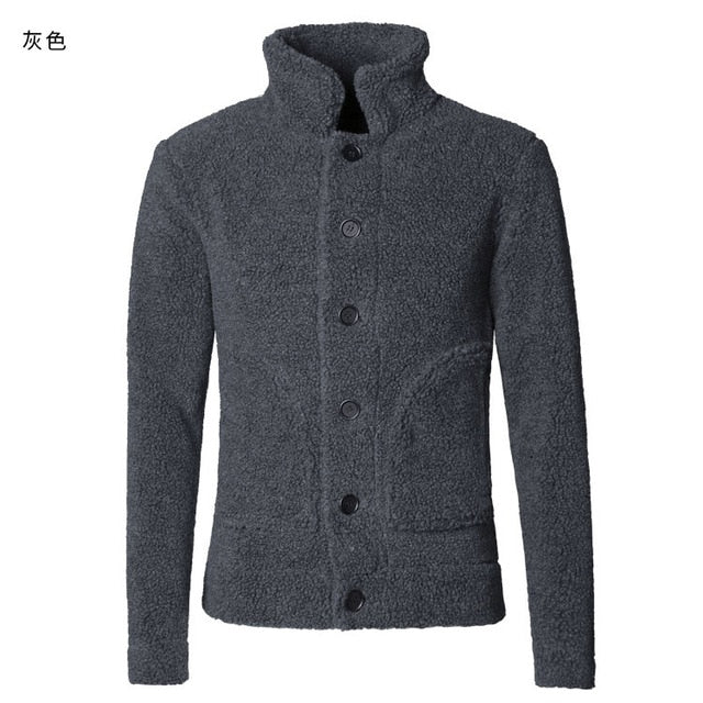 Winter furry jacket men warm plush collar slim casual solid knitwear Mens fur padded new design woolen knitted cardigan F7135