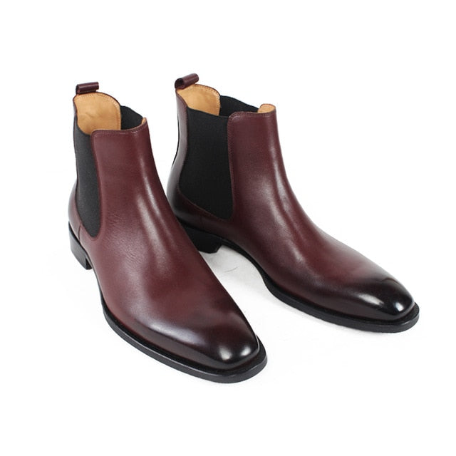 Vikeduo Handmade Men's Chelsea Boots 2019 Genuine Leather Shoes Solid Male Vintage Boot Ankle Party Office Brown Sapatos