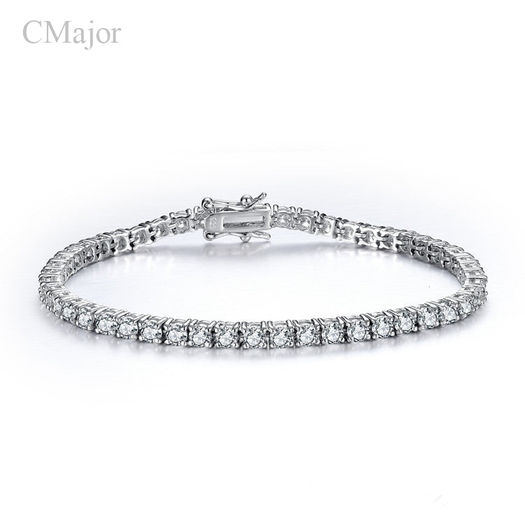 Sterling Silver Jewellery 925 stamp classic tennis bracelet prong setting cubic zirconia bracelets for women gifts