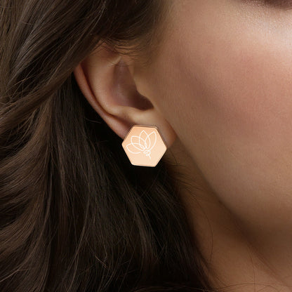 Sterling Silver Hexagon Stud Earrings