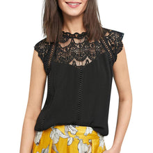 Charger l&#39;image dans la galerie, Chiffon Blouse Women Lace Solid Sleeveless Hollow Blouse Tops Shirt Women&#39;s Pattern hollow Clothing
