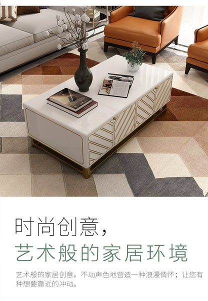 Tea Table Wooden Design Living Room TV Monitor Stand Stainless Steel Wood Side Cabinet & TV Stand Table & Coffee Centro Table