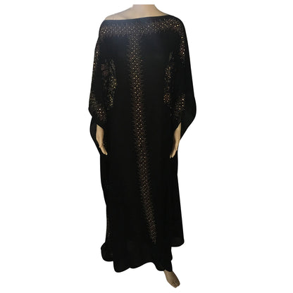 Women's Tilapia Long Summer Plus Size African Style Dress Dolid Loose Cloak Short Sleeve Gown