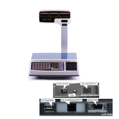 Weighing scale thermal receipt printing support multi-language digital cash register scale for POS System price computing scale