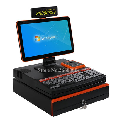 wifi POS System Machine 15.6 LCD Monitor Cash Register with 58mm Receipt Printer & Cash Drawer All in One for Supermarkets