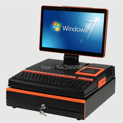 wifi POS System Machine 15.6 LCD Monitor Cash Register with 58mm Receipt Printer & Cash Drawer All in One for Supermarkets